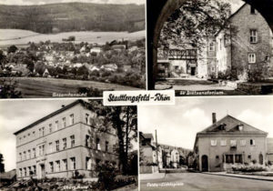 Postkarte um 1970 zeigt alte Oberschule, Felda-Lichtspiele Kino, Diätsanatorium, Landschaft
