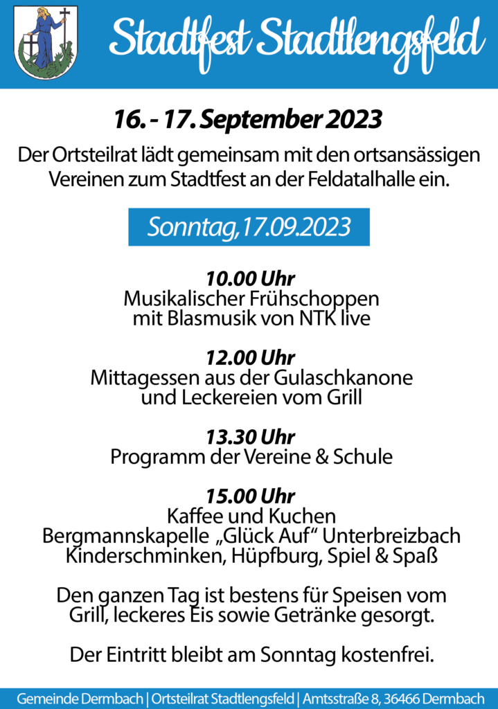 Flyer zum Stadtfest von Stadtlengsfeld 2023